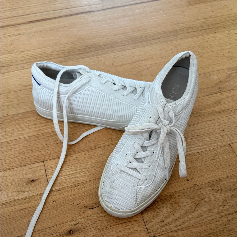 Rothy's Women's White Knit Lace-Up Sneakers